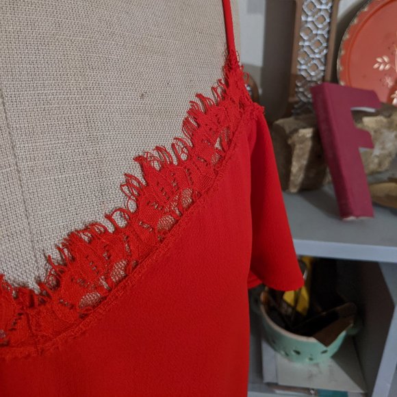 Red Cold Shoulder Top - Picture 4 of 4